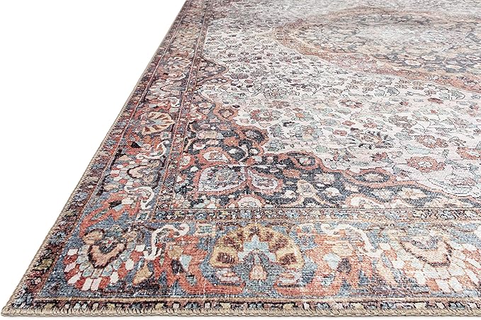 Loloi II Wynter Collection WYN-01 Red/Multi 2'-3" x 3'-9", .13" Thick, Accent Rug, Soft, Durable, Printed, Vintage Inspired, Low Pile, Non-Shedding, Easy Clean, Living Room Rug