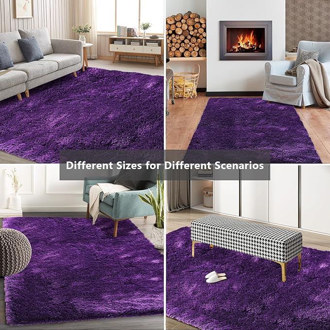 10X14 Large Area Rugs for Living Room Bedroom,Big Shag Rug for Bedroom Dorm,Soft Fluffy Indoor Carpet Nursery Rugs for Kids Girls Room Home Decor,Purple