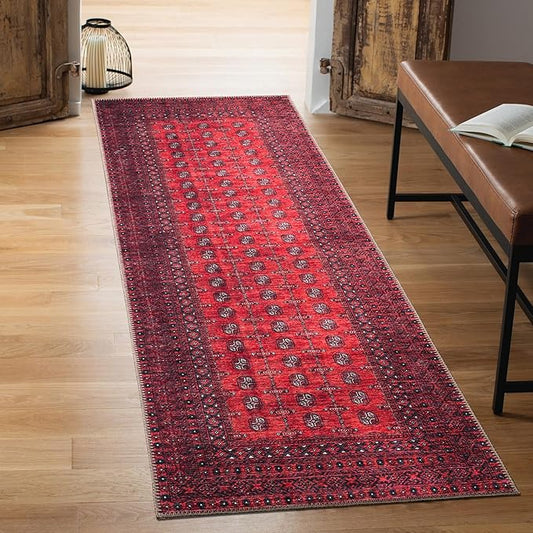 Keen Home Design 2x12 Rug - Machine Washable Runner Rug with Non-Slip Backing, Ideal for Hallway, Entryway, Kitchen, Laundry Room - Vintage, Easy Clean, Durable, Low Pile Rug - (2'6" x 12')