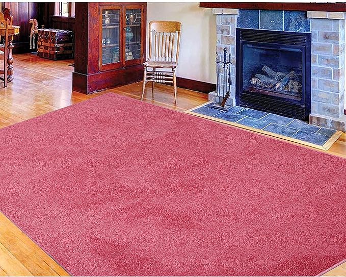 Solid Color Area Rugs Pink - 8' Octagon, Indoor, Stain & Fade Resistant, Perfect for Living Room, Bedroom, Dining Room, Entryway, Doorway, Pet & Kids Friendly Rug, Wedding, Made in USA