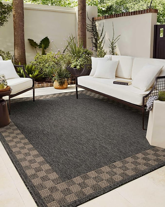 Loloi Chris Loves Julia Providence Collection PRC-01 Charcoal/Natural 2'-3" x 7'-7", .12" Pile Height, Indoor/Outdoor Runner Rug