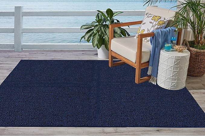 Ambiant Broadway Collection Pet Friendly Indoor Outdoor Area Rugs Blue - 10' Pentagon, Stain & Fade Resistant, Easy Care, Pet & Kids Friendly, Made in USA, Perfect for Weddings & Everyday Use!