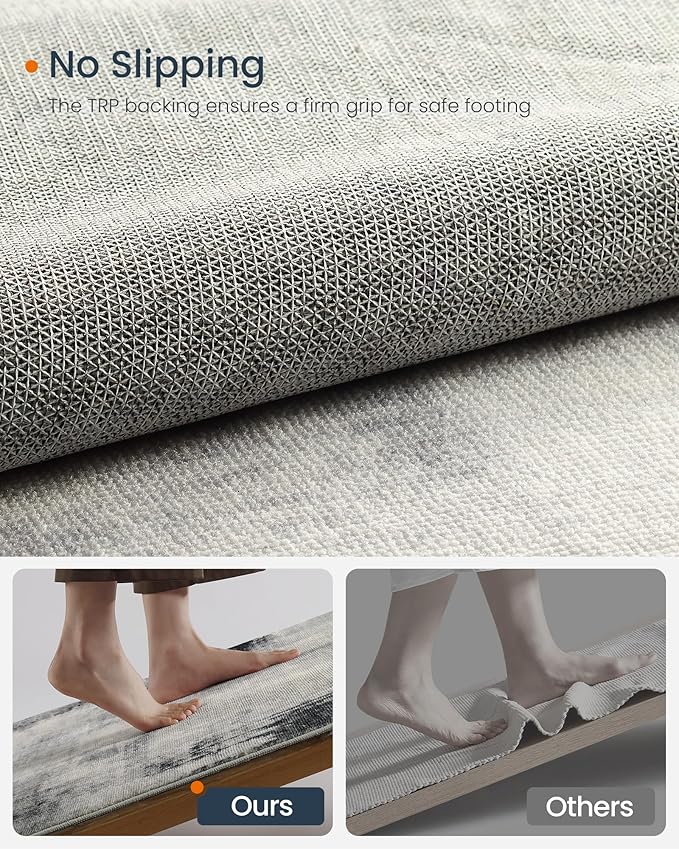 SONGMICS HOME Area Rug, 5x7 ft Rug for Living Room, Non-Slip Carpet, Modern Abstract Style, Home Decor, for Bedroom, Kitchen, Entryway, Dining Room, Machine Washable, Dove Gray UTAR073G01