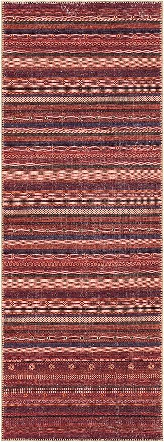 Keen Home Design 2x10 Rug - Machine Washable Runner Rug with Non-Slip Backing, Ideal for Hallway, Entryway, Kitchen, Laundry Room - Vintage, Easy Clean, Durable, Low Pile Rug - (2'6" x 10')