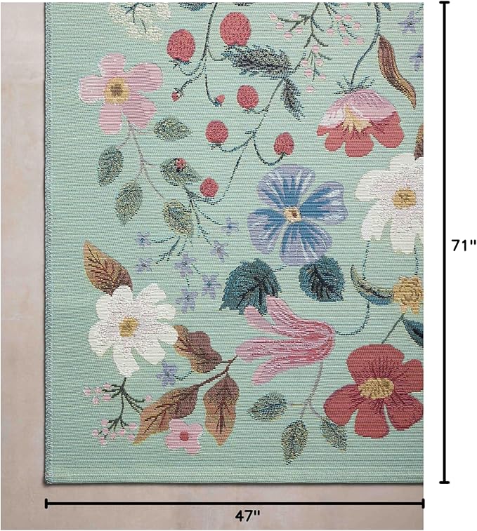 Loloi Rifle Paper Co. Perennial Collection Strawberry Fields PRN-02 Mint 3'-11" x 5'-11" Indoor/Outdoor Accent Rug