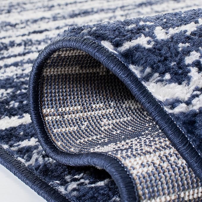 SAFAVIEH Adirondack Collection Runner Rug - 2'6" x 12', Navy & Ivory, Modern Ombre Design, Non-Shedding & Easy Care, Ideal for High Traffic Areas in Living Room, Bedroom (ADR113N)