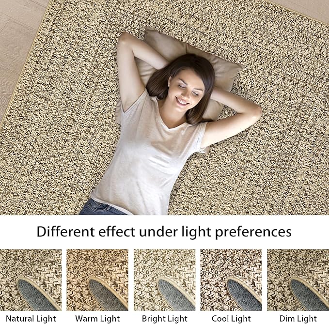 Printed Washable Rugs 4x6 Rug for Living Room Modern Rug Non Slip Small Bedroom Rug Soft Faux Wool Low Pile Stain Resistant Carpet for Entrance Office Nursery Dining Room 4'x6' Beige/Grey