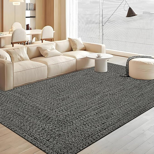 Washable Area Rugs 9x12 Rug Living Room Rug Modern Rugs for Bedroom Blue Geometric Soft Large Area Rug Non Slip Throw Rugs Stain Resistant Carpet for Nursery Dining Room 9'x12' Black/Grey