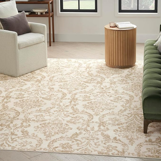 Nourison Jubilant Vintage Ivory Beige 7'10" x 9'10" Area Rug, Easy Clean, Non Shedding, Bed Room, Living Room, Dining Room, Kitchen (8x10)