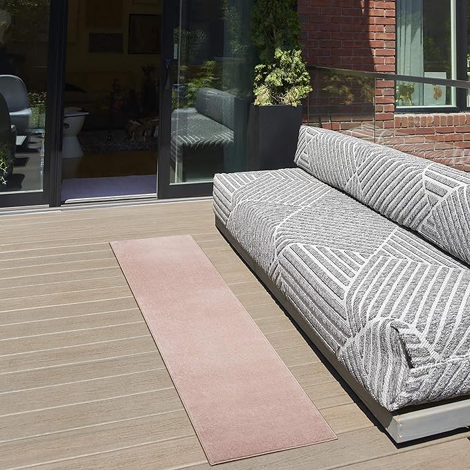 Nourison Essentials Indoor/Outdoor Pink 2' x 6' Area Rug, Easy Cleaning, Non Shedding, Bed Room, Living Room, Dining Room, Backyard, Deck, Patio (2x6)