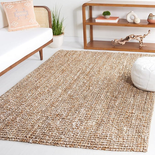 SAFAVIEH Natural Fiber Collection 6' Square Ivory NF447N Handmade Chunky Textured Premium Jute 0.75-inch Thick Area Rug