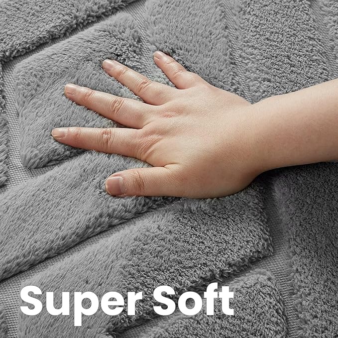 Ultra Soft Grey Area Rug for Living Room, 6x9 Modern Geometric Shag Rugs with Nonslip Backing for Bedroom, Washable Fuzzy Carpet for Cozy Kids Room Nursery