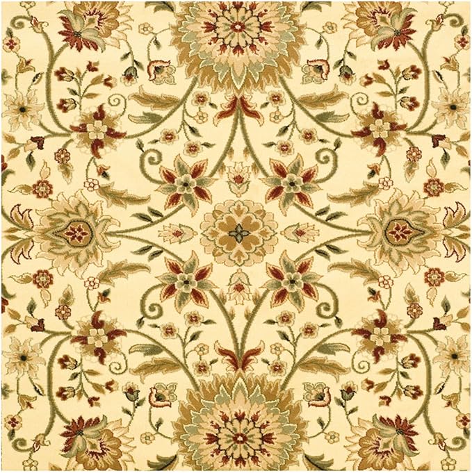SAFAVIEH Lyndhurst Collection 8' Round Ivory/Red LNH212K Traditional Oriental Non-Shedding Dining Room Entryway Foyer Living Room Bedroom Area Rug