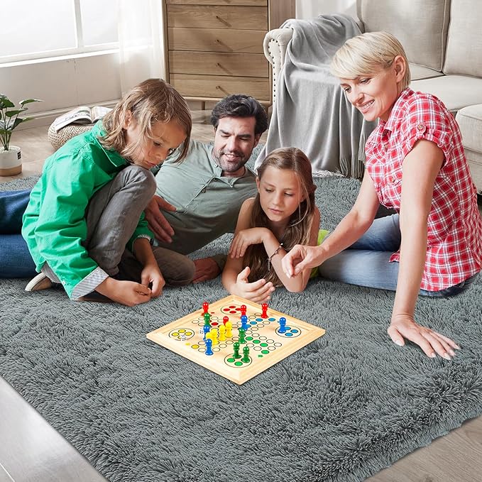 Shag Area Rugs for Bedroom Living Room,Ultra Soft Fluffy Area Rugs for Dorm,Indoor Carpet Nursery Rugs for Kids Girls Room Home Decor (Grey, 9X12 Feet)