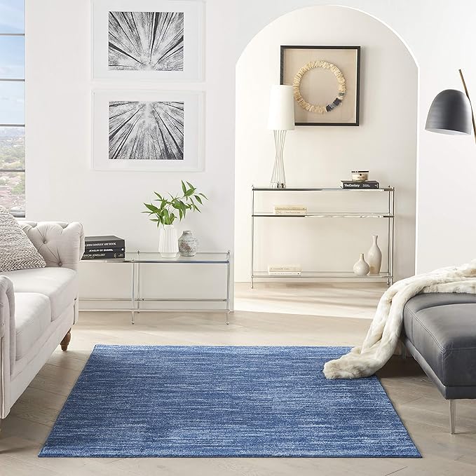 Nourison Essentials Indoor/Outdoor Navy Blue 6' x 9' Area Rug, Easy Cleaning, Non Shedding, Bed Room, Living Room, Dining Room, Backyard, Deck, Patio (6x9)