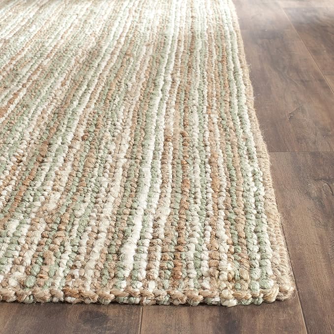 SAFAVIEH Natural Fiber Collection Runner Rug - 2'6" x 6', Sage & Natural, Handmade Chunky Textured Jute 0.75-inch Thick, Ideal for High Traffic Areas in Living Room, Bedroom (NF447S)