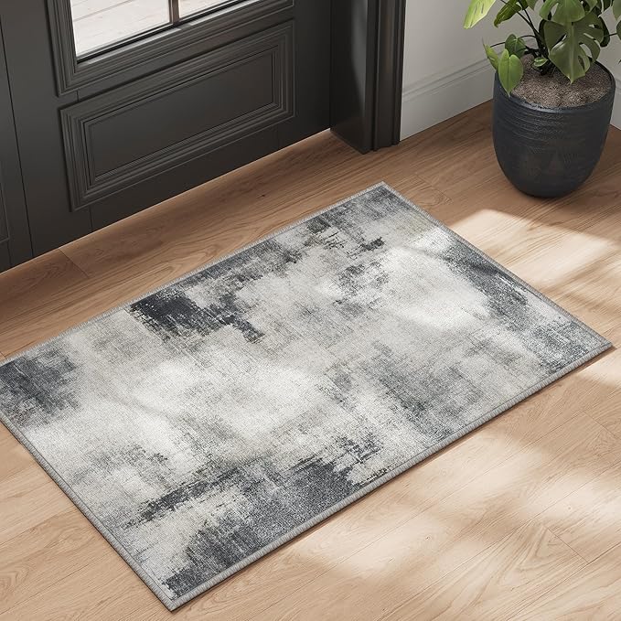 SONGMICS HOME Area Rug, 2x3 ft Rug for Living Room, Non-Slip Carpet, Modern Abstract Style, Home Decor, for Bedroom, Kitchen, Entryway, Dining Room, Machine Washable, Dove Gray UTAR071G01