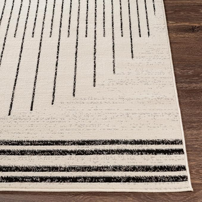 Livabliss Penrod Modern Geometric Area Rug, 4'3" x 5'7", Black/Ivory