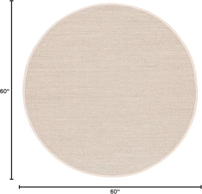SAFAVIEH Natural Fiber Collection 5' Round Marble/Beige NF143C Border Premium Sisal Entryway Foyer Living Room Bedroom Kitchen Area Rug