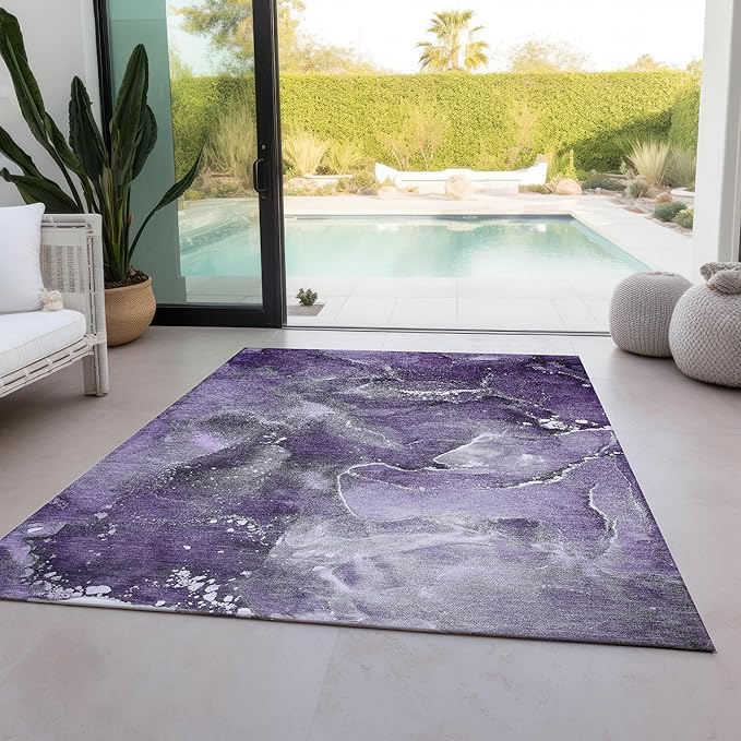 Addison Rugs Chantille ACN518 Purple 9' x 12 Indoor Outdoor Area Rug, Stain Resistant, Machine Washable, Non Shedding, Bedroom, Living Room, Dining Room, Kitchen Rug