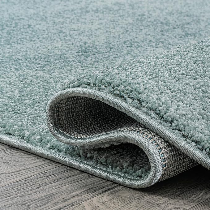 JONATHAN Y SEU100S-28 Haze Solid Low-Pile Indoor Runner-Rug, Coastal, Bohemian, Minimalist Easy-Cleaning,Bedroom,Kitchen,Living Room,Non Shedding, Light Blue, 2 X 8