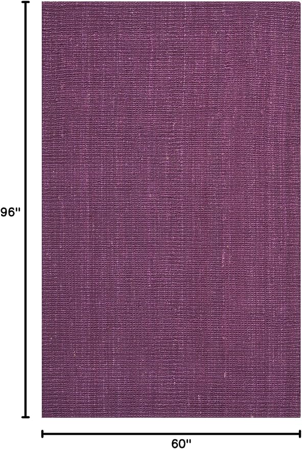 SAFAVIEH Natural Fiber Collection Area Rug - 5' x 8', Purple, Handmade Chunky Textured Jute 0.75-inch Thick, Ideal for High Traffic Areas in Living Room, Bedroom (NF447B)