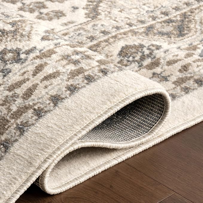 nuLOOM Oval 7x9 Becca Traditional Tiled Area Rug, Beige, Faded Transitional Design, Stain Resistant, For Bedroom, Dining Room, Living Room, Hallway, Office, Kitchen, Entryway
