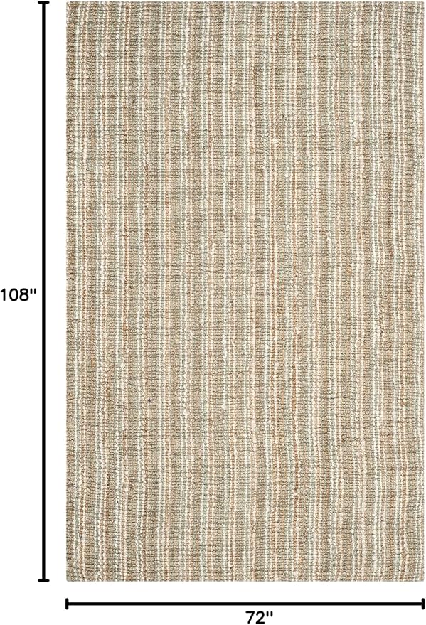 SAFAVIEH Natural Fiber Collection Area Rug - 6' x 9', Sage & Natural, Handmade Chunky Textured Jute 0.75-inch Thick, Ideal for High Traffic Areas in Living Room, Bedroom (NF447S)