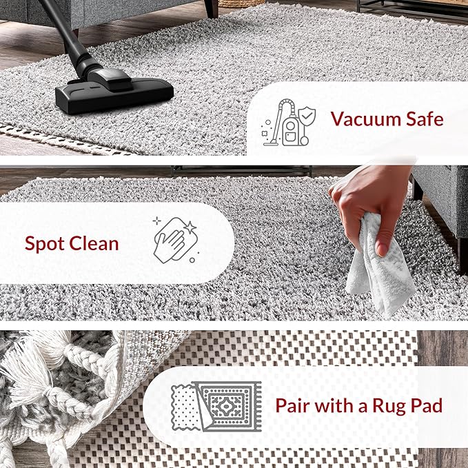 nuLOOM Neva Modern Tasseled Shag Area Rug, 3x5, Grey