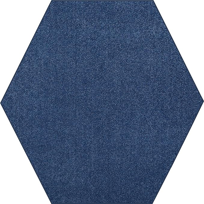 Solid Color Area Rugs Royal Blue - 5' Hexagon, Indoor, Stain & Fade Resistant, Perfect for Living Room, Bedroom, Dining Room, Entryway, Doorway, Pet & Kids Friendly Rug, Wedding, Made in USA