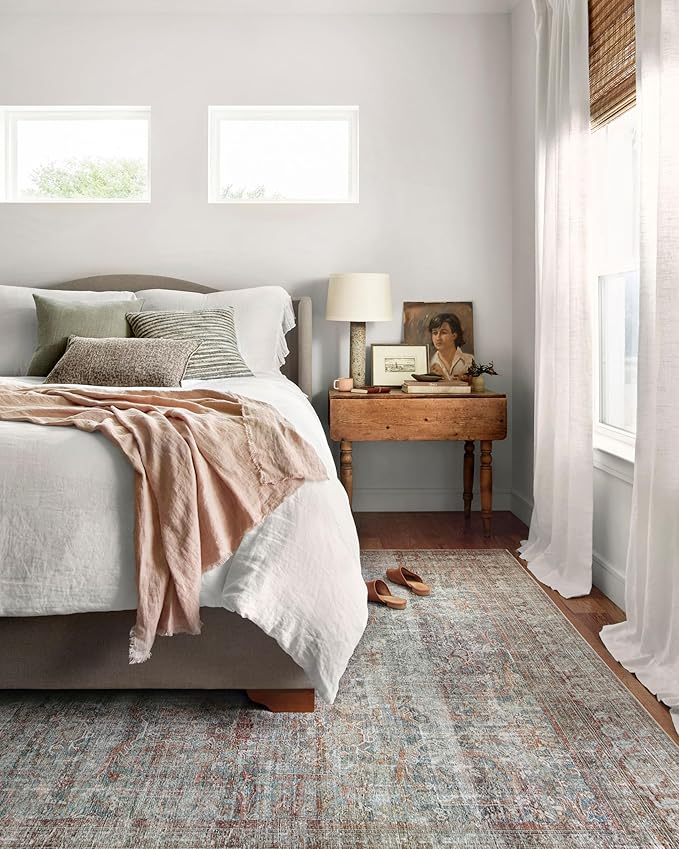 Loloi Chris Loves Julia Jules Collection JUL-05 Lagoon/Brick 3'-6'' x 5'-6'', .13" Pile Height, Accent Rug