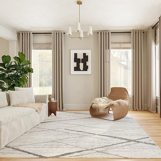 nuLOOM 7x9 Thigpen Contemporary Area Rug, Grey, Abstract Lines, Non-Slip Backing, Stain Resistant, For Bedroom, Dining Room, Living Room, Hallway, Office, Kitchen, Entryway