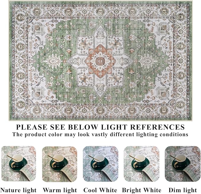 RUUGME Runner Rug 2x6 Hallway - Washable Boho Rugs for Living Room Stain Resistant Carpet Vintage Tribal Rugs for Bedroom Kitchen with Non Slip Backing Decor Floor Decoration Mat 2x6 Sage