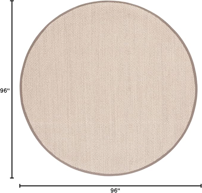 SAFAVIEH Natural Fiber Collection 8' Round Marble / Khaki NF143E Border Sisal Area Rug