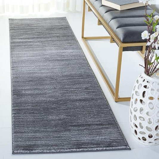 SAFAVIEH Vision Collection Runner Rug - 2'2" x 8', Grey, Modern Ombre Tonal Chic Design, Non-Shedding & Easy Care, Ideal for High Traffic Areas in Living Room, Bedroom (VSN606D)