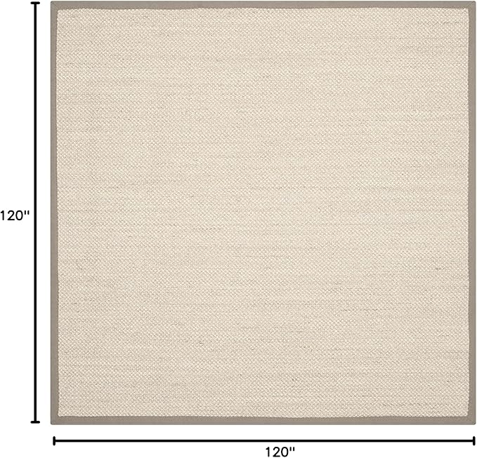 SAFAVIEH Natural Fiber Collection 10' Square Marble / Khaki NF143E Border Sisal Area Rug