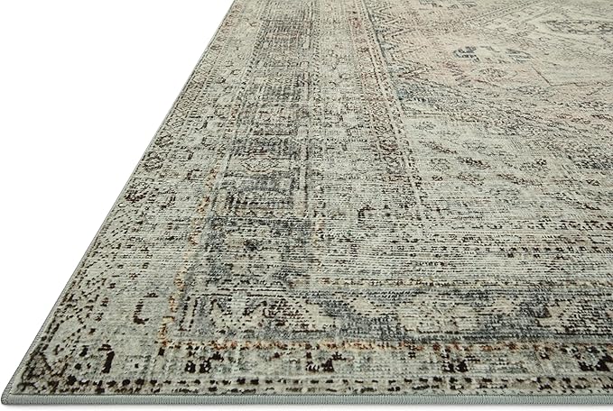 Loloi Magnolia Home by Joanna Gaines Sinclair Collection SIN-04 Natural/Sage 3'-6" x 5'-6", .25" Pile Height, Machine Washable, Accent Rug