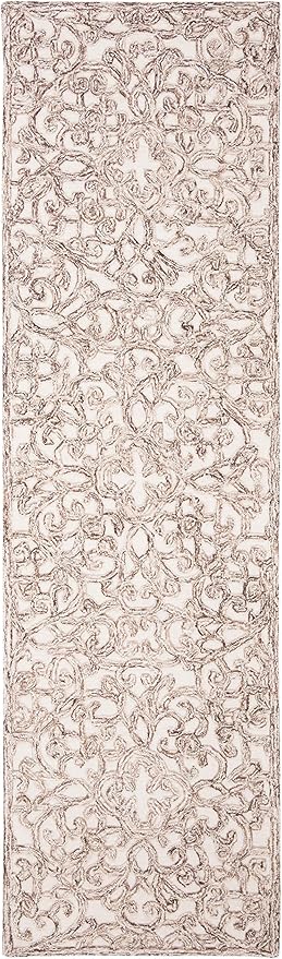 SAFAVIEH Trace Collection Runner Rug - 2'3" x 6', Brown & Ivory, Handmade Wool, Ideal for High Traffic Areas in Living Room, Bedroom (TRC103T)