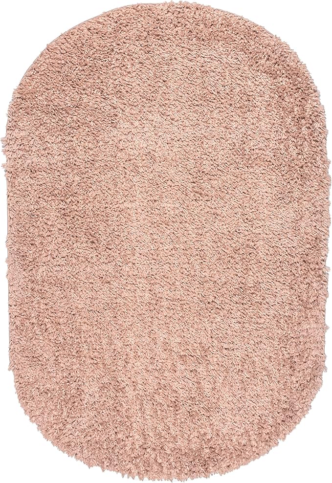 nuLOOM Neva Modern Tasseled Shag Area Rug, 4' x 6' Oval, Pink