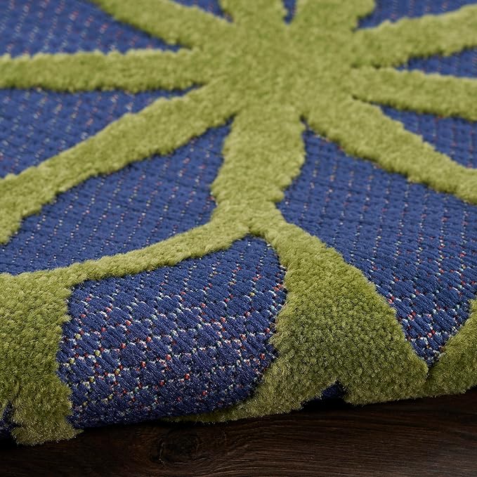 Nourison Aloha Indoor-Outdoor Navy Multicolor 2'8" x 4' Area Rug, Easy Cleaning, Non Shedding, Bed Room, Living Room, Dining Room, Backyard, Deck, Patio (3x4)