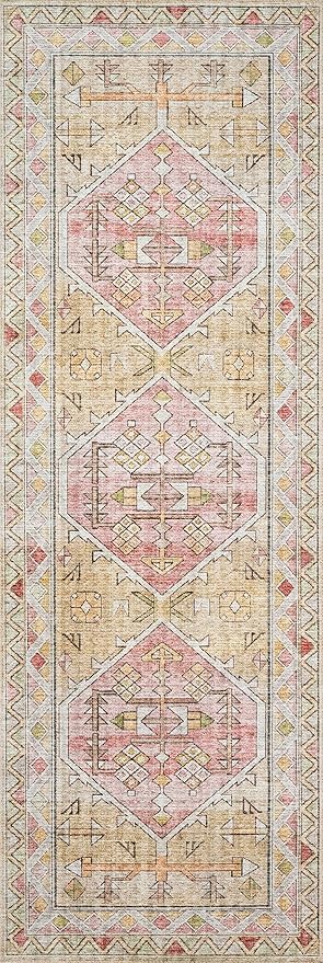 Loloi II Skye Collection SKY-04 Gold/Blush 2'-6" x 12'-0" Runner Rug