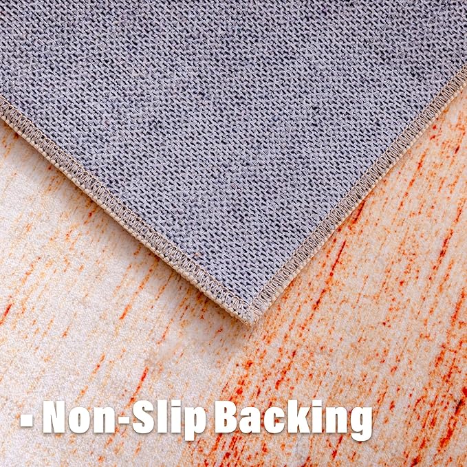 Carvapet Rugs for Living Room, Ombre Orange Low Pile Large Carpet with Rubber Backing, Foldable, Non Slip Machine Washable (9 x 6 Feet Rectangular, Orange Area Rug)