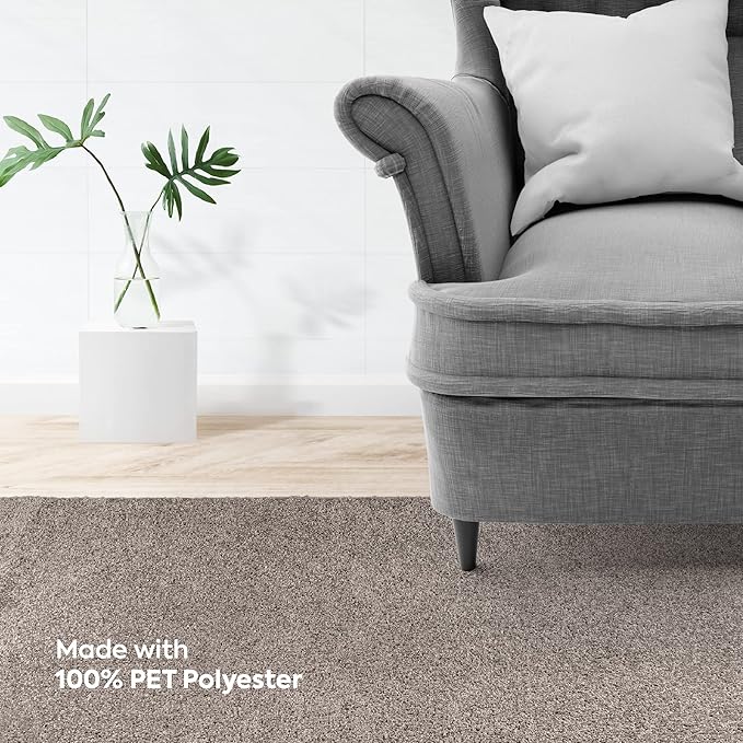 Furnish my Place Modern Indoor/Outdoor Commercial Solid Color Rug - Beige, 8' x 13', Rectangular, Pet and Kids Friendly Rug. Made in USA, Area Rugs Great for Kids, Pets, Event, Wedding