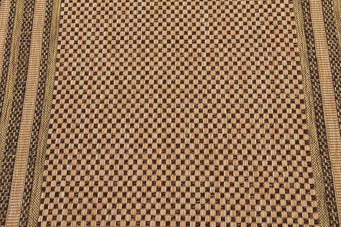 Unique Loom Outdoor Border Collection Area Rug - Multi Border (4' 1" x 6' 1" Rectangle, Light Brown/ Brown)