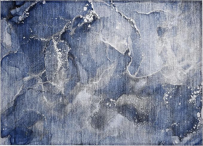 Addison Rugs Chantille ACN518 Blue 1'8" x 2'6 Indoor Outdoor Area Rug, Stain Resistant, Machine Washable, Non Shedding, Bedroom, Living Room, Dining Room, Kitchen Rug