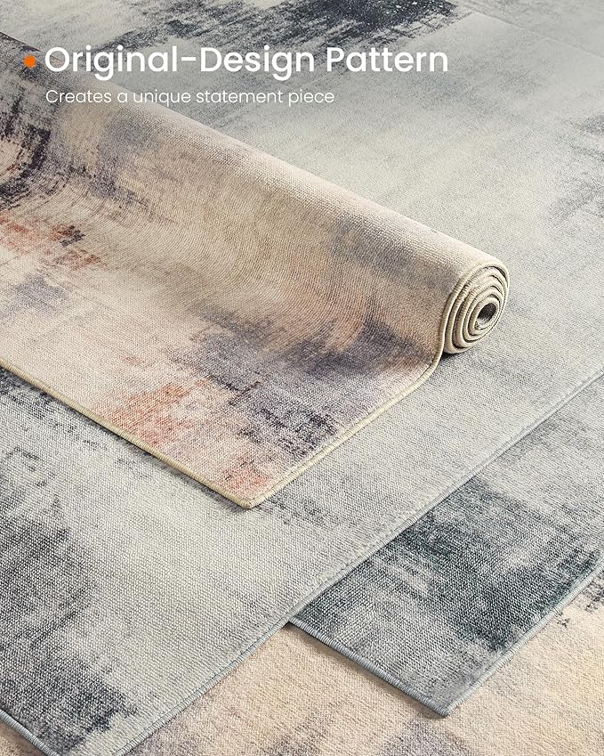 SONGMICS HOME Area Rug, 5x7 ft Rug for Living Room, Non-Slip Carpet, Modern Abstract Style, Home Decor, for Bedroom, Kitchen, Entryway, Dining Room, Machine Washable, Dove Gray UTAR073G01