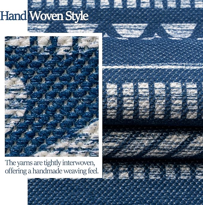 Runners for Hallways Kitchen Runner Rug Non Slip 2x6 Washable Runner Rugs Tear and Stain Resistance, Hand Woven Style Thin Runners for Hallways, Kitchen, Laundry, Bedroom, Bathroom- Blue