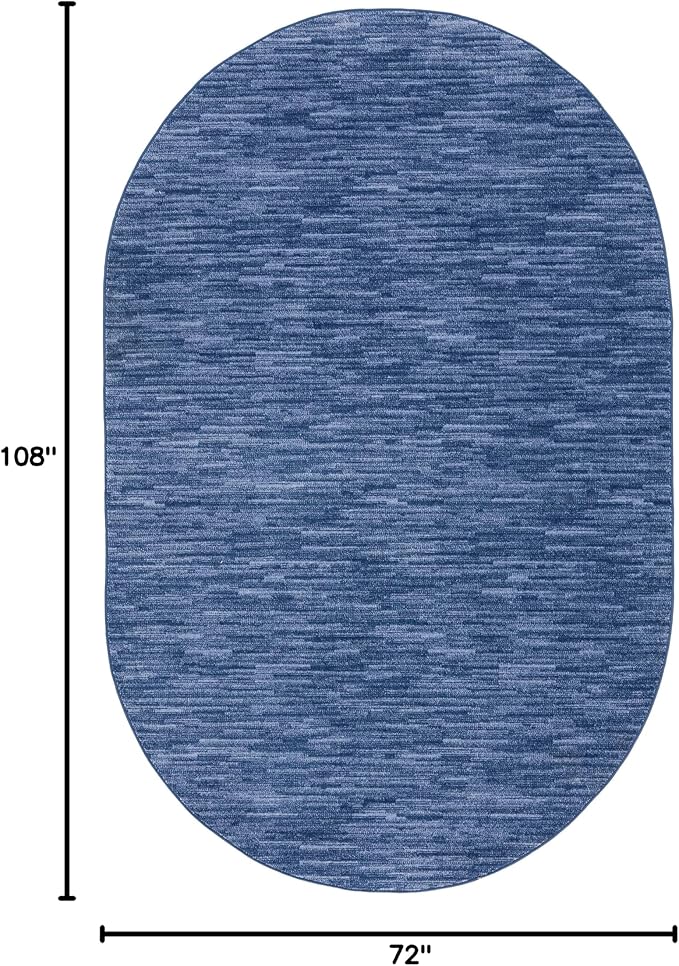 Nourison Essentials Indoor/Outdoor Navy Blue 6' x 9'Oval Area Rug, Easy Cleaning, Non Shedding, Bed Room, Living Room, Dining Room, Backyard, Deck, Patio (6x9 Oval)