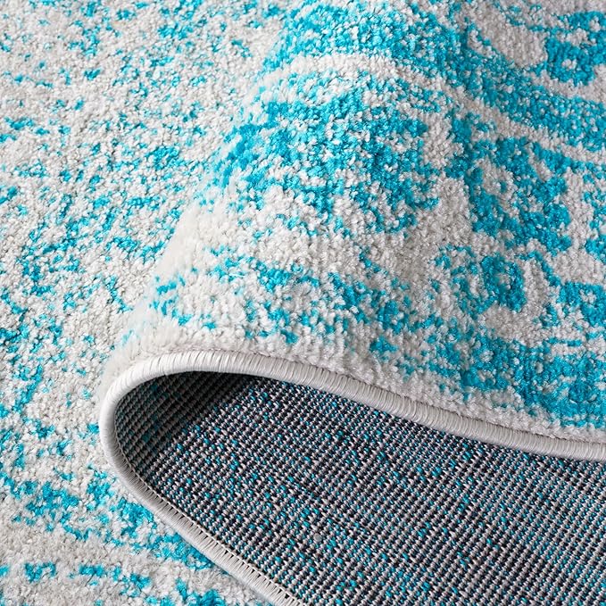 SAFAVIEH Adirondack Collection Runner Rug - 2'6" x 8', Ivory & Teal, Oriental Distressed Design, Non-Shedding & Easy Care, Ideal for High Traffic Areas in Living Room, Bedroom (ADR109D)