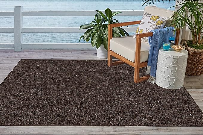 Ambiant Broadway Collection Pet Friendly Indoor Outdoor Area Rugs Brown - 7' Pentagon, Stain & Fade Resistant, Easy Care, Pet & Kids Friendly, Made in USA, Perfect for Weddings & Everyday Use!